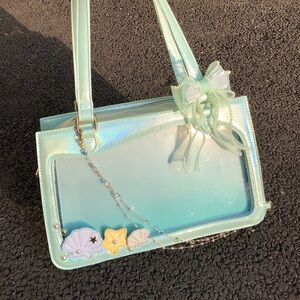Seashell Ocean Mermaid Themed Ita Bag Purse w/ Detachable Bow and Net